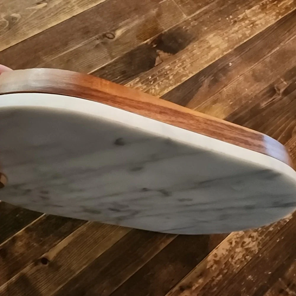 Our Table Wood Marble Cheese Cutting Charcuterie Board Knife Set